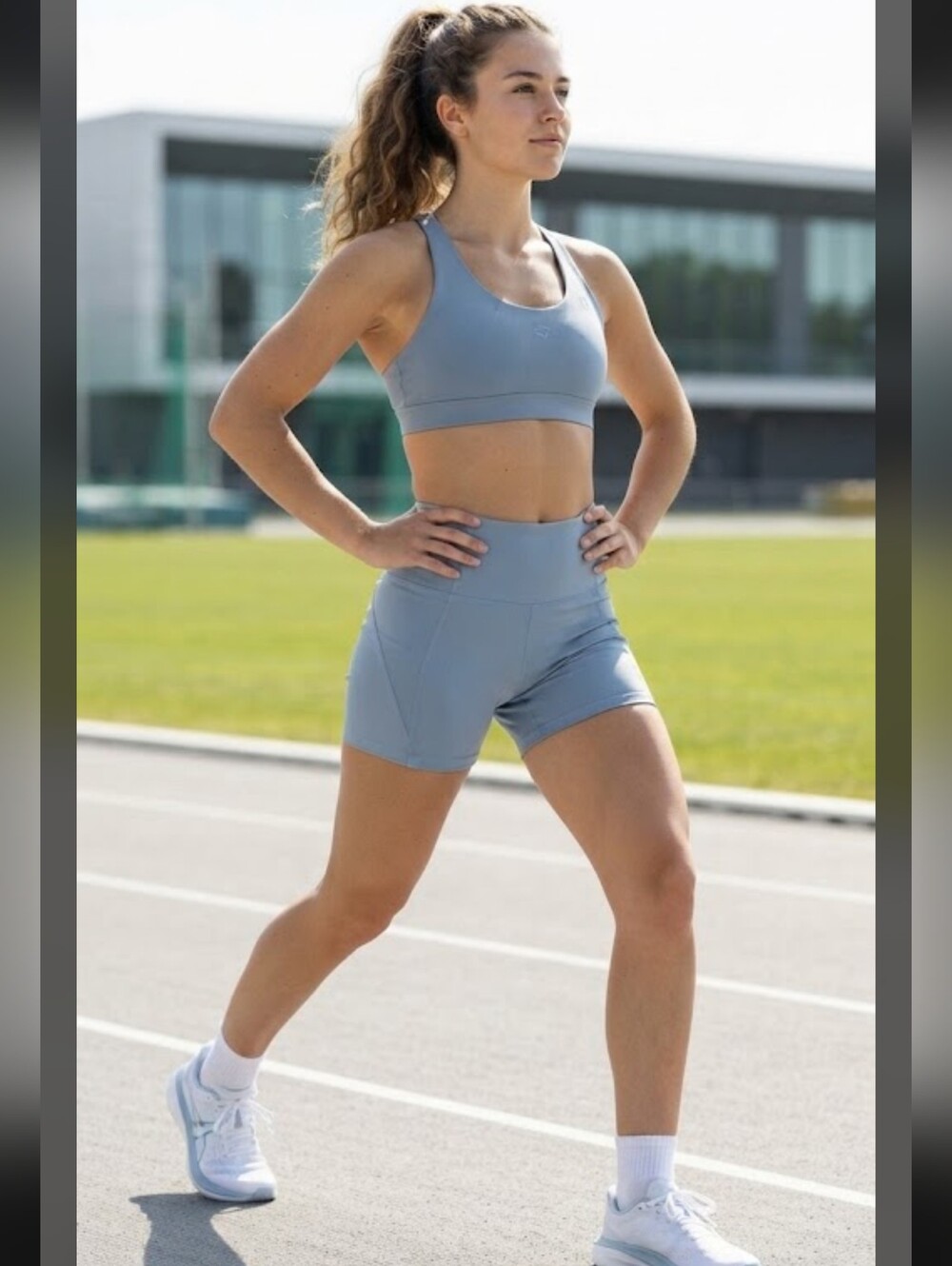 Compressive High-Rise Run Shorts (Style #4013).light blue green Size XS